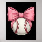 Baseball Mom Coquette Roze Bow Moederdag Basebal Poster (Voorkant)
