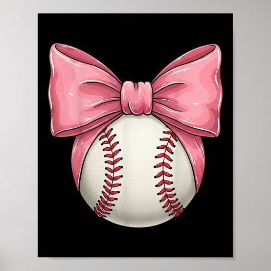 Baseball Mom Coquette Roze Bow Moederdag Basebal Poster (Voorkant)