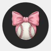 Baseball Mom Coquette Roze Bow Moederdag Basebal Ronde Sticker (Voorkant)
