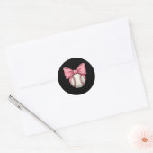 Baseball Mom Coquette Roze Bow Moederdag Basebal Ronde Sticker (Envelop)