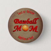 Baseball Mom Cute Personalized Ronde Button 5,7 Cm (Voorkant)