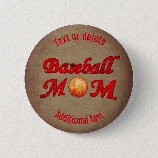 Baseball Mom Cute Personalized Ronde Button 5,7 Cm (Voorkant)