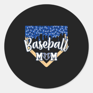 Baseball Mom Home Bord Ice Cream Drip met Sprink Ronde Sticker
