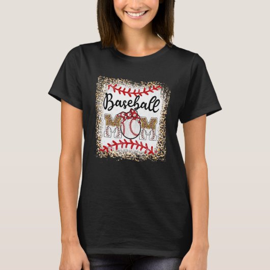 Baseball Mom Leopard  Softball Mom Mother s Day T-shirt (Voorkant)
