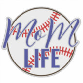 Baseball Mom Life Vinyl Car Window Sticker (Voorkant)