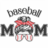 Baseball Mom Messy Bun [2] Sticker (Voorkant)