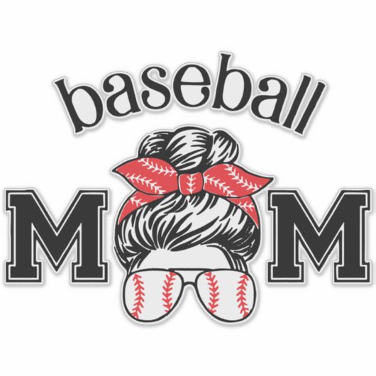 Baseball Mom Messy Bun [2] Sticker (Voorkant)