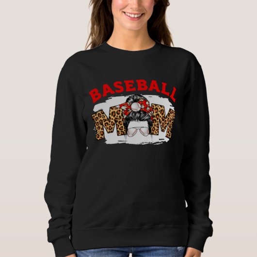 Baseball Mom Messy Bun Cute Mother s Day Basketbal Trui (Voorkant)