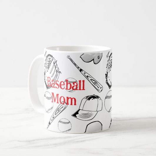 Baseball Mom Pattern Classic Mok, 11 oz Koffiemok (Voorkant links)