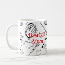 Baseball Mom Pattern Classic Mok, 11 oz