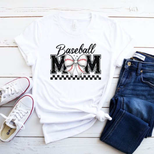Baseball Mom Retro Mama Coquette Bow Tri-Blend Shirt