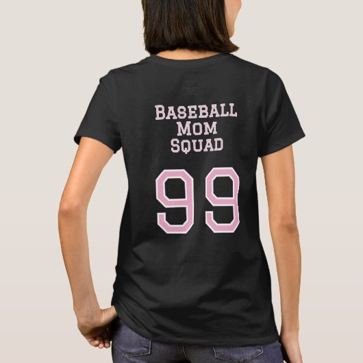  Baseball Mom Squad T-shirt in roze (Achterkant)