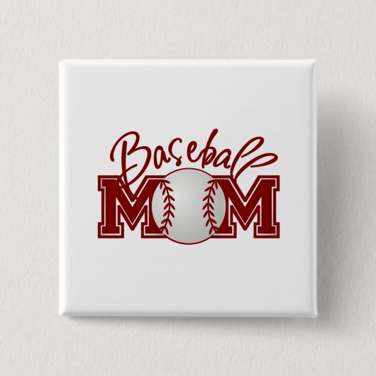 Baseball MOM Vierkante Button 5,1 Cm (Voorkant)