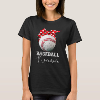 Baseball Mommom  Messy Bun Ball Mothers Da T-shirt