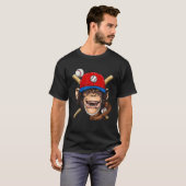 Baseball Monkey Lovers Baseball Player T-shirt (Voorkant volledig)