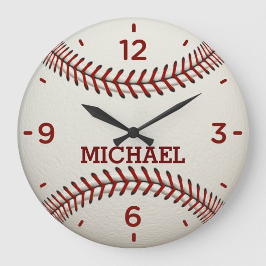 Baseball Monogram Acrylwandsluiting Grote Klok (Voorkant)
