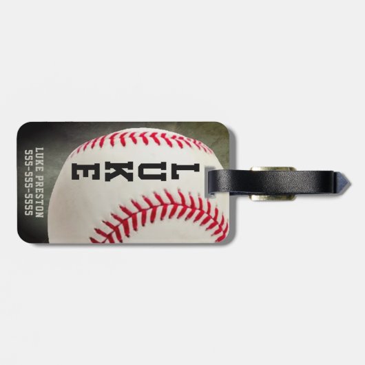 Baseball Monogram of 2-4 Letter-naam Bagagelabel (Achterkant horizontaal)