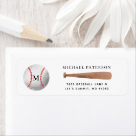 Baseball Monogram Return Address Etiket