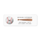 Baseball Monogram Return Address Etiket (Voorkant)