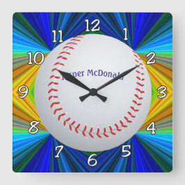 Baseball Multi-color Achtergrond Foto Personaliser Vierkante Klok
