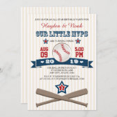 BASEBALL MVP BIRTHDAY INVITATIE VOOR TWINS KAART (Voorkant / Achterkant)