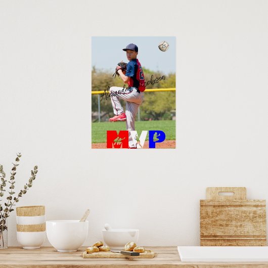Baseball MVP Vervang Aangepaste Foto Poster (Keuken)
