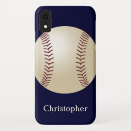 Baseball, naam, blauw Case-Mate iPhone case