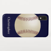 Baseball, naam, blauw Case-Mate iPhone case (Achterkant (horizontaal))