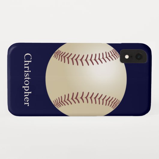 Baseball, naam, blauw Case-Mate iPhone case (Achterkant (horizontaal))
