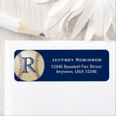 Baseball naam en adreslabel met Monogram Blauw Etiket (Insitu)