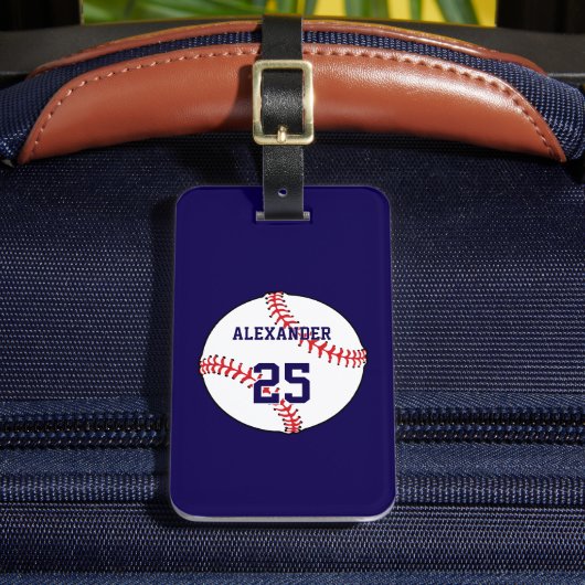 Baseball | Naam en nummer Bagagelabel (Voorkant Insitu 2)