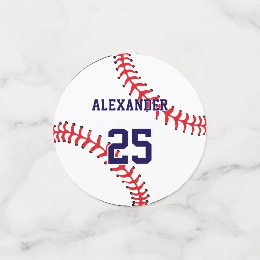 Baseball | Naam en nummer Confetti (Kleine voorkant)