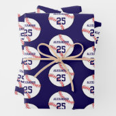 Baseball | Naam en nummer Inpakpapier Vel (In situ)