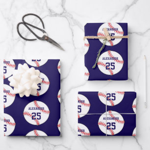 Baseball   Naam en nummer Inpakpapier Vel