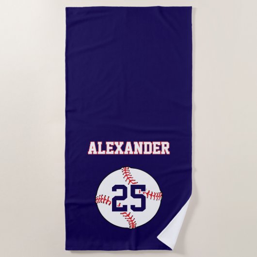 Baseball | Naam en nummer Strandlaken (Voorkant)