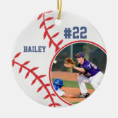 Baseball naam Jersey Nummer Foto Keepsake Keramisch Ornament (Voorkant)