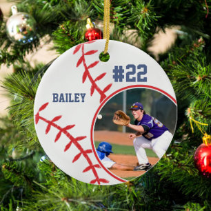 Baseball naam Jersey Nummer Foto Keepsake Keramisch Ornament