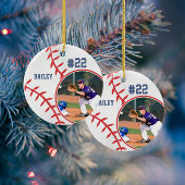 Baseball naam Jersey Nummer Foto Keepsake Keramisch Ornament