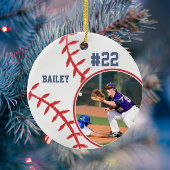 Baseball naam Jersey Nummer Foto Keepsake Keramisch Ornament