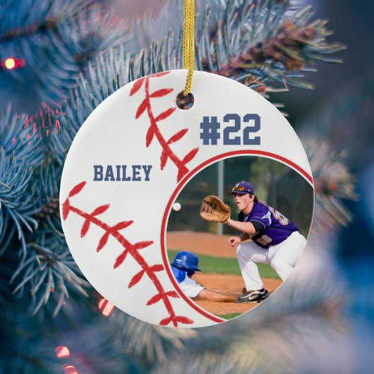 Baseball naam Jersey Nummer Foto Keepsake Keramisch Ornament