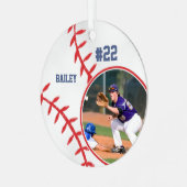 Baseball naam Jersey Nummer Foto Keepsake Metalen Ornament (Voorkant links)