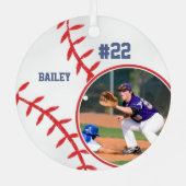 Baseball naam Jersey Nummer Foto Keepsake Metalen Ornament (Achterkant)