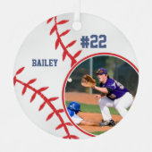 Baseball naam Jersey Nummer Foto Keepsake Metalen Ornament (Voorkant)