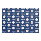Baseball Naam Patroon Navy Blauw Kussensloop (Achterkant)