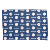Baseball Naam Patroon Navy Blauw Kussensloop (Voorkant)