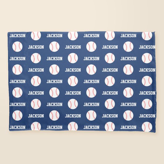Baseball Naam Patroon Navy Blauw Kussensloop