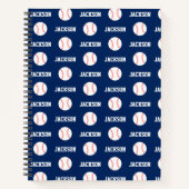 Baseball Naam Patroon Navy Blauw Notitieboek (Voorkant)