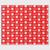 Baseball Naam Patroon Rood Cadeaupapier (Vlak)