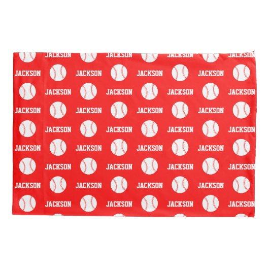 Baseball Naam Patroon Rood Kussensloop (Achterkant)