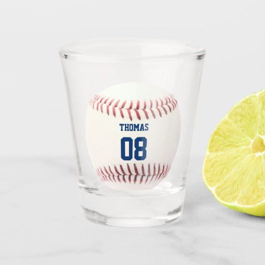 Baseball Name and Number Personalized Shot Glas (Voorkant)